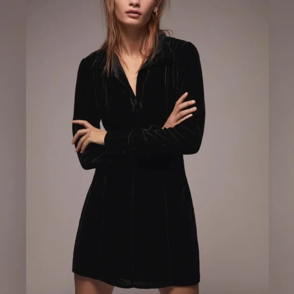 chinese dress ladies Zara Long Sleeve Green Velvet Dress main image 1